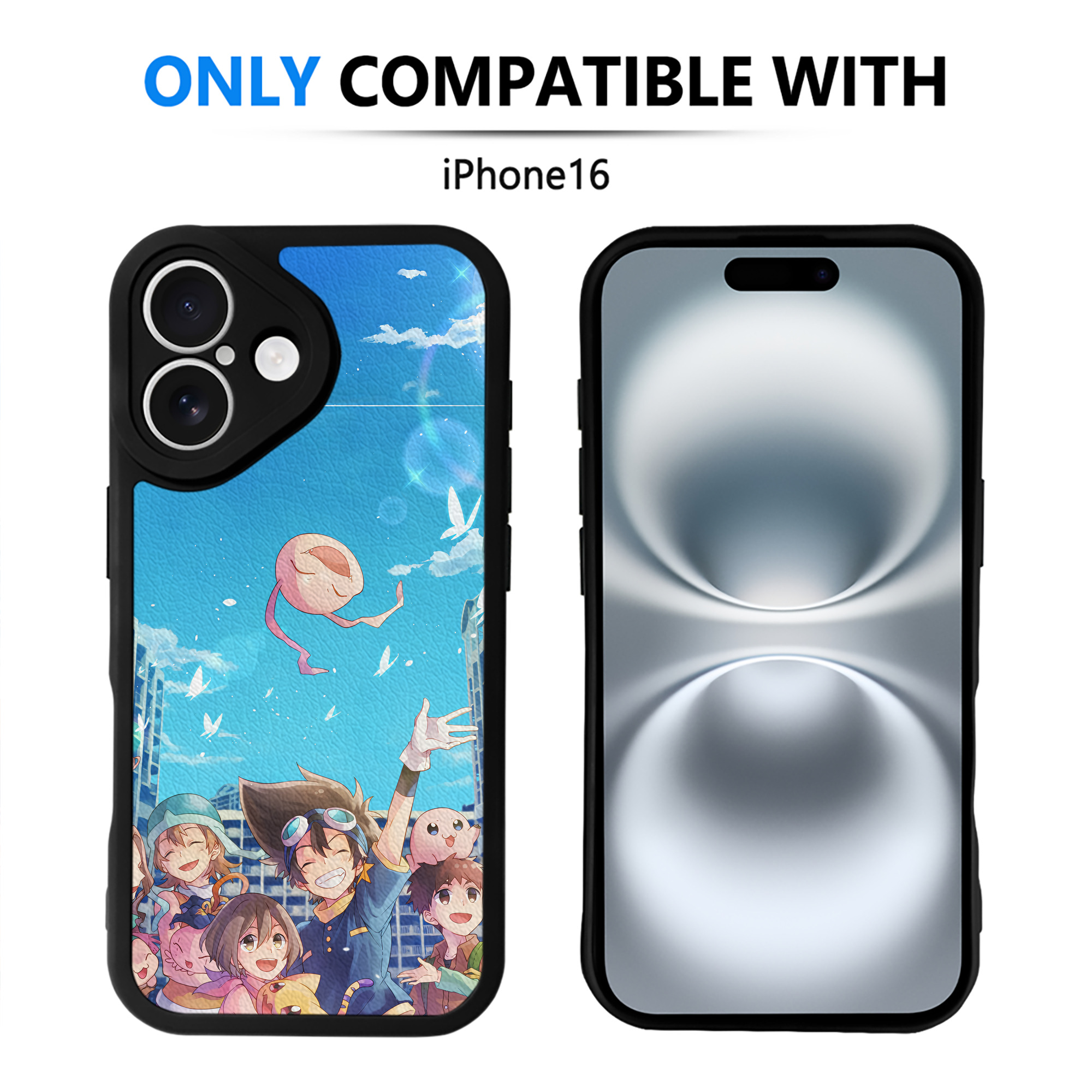 （画像用） Digimon デジタルモンスター/デジモン 【iPhone 16シリーズ対応】シリコンスマホケース（レザー調） 材質：シリコン